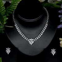 sederyla fashion luxury flower necklace earring jewelry set for women wedding party full cubic zircon dubai bridal accessories