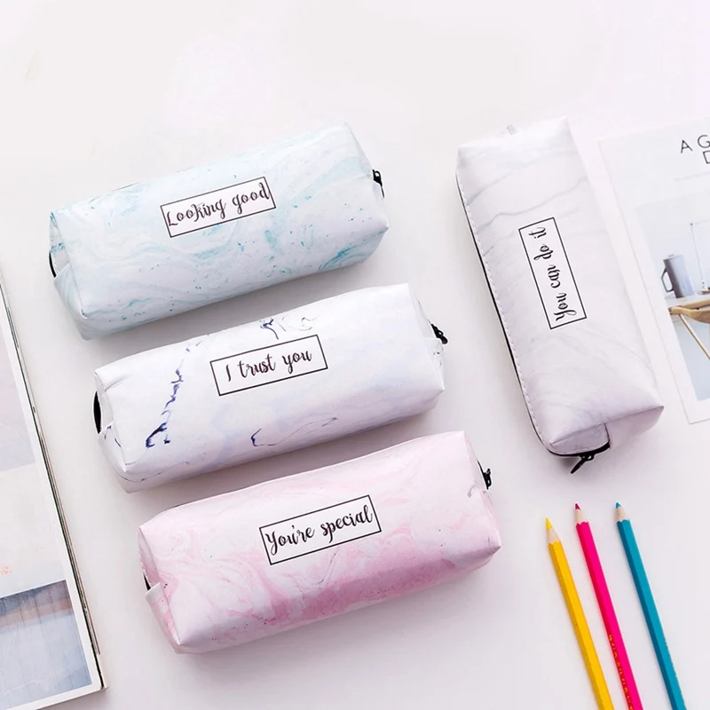 Мрамор Карандаш Чехол милый школьный s для мальчиков и девочек Kawaii из