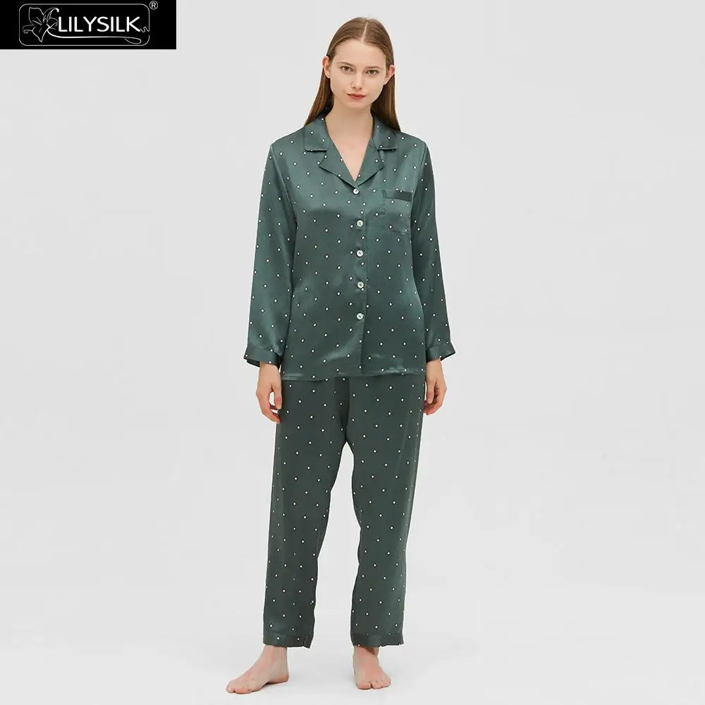 LilySilk Silk Pajamas set Classic Polka Dot New Women Free Shipping
