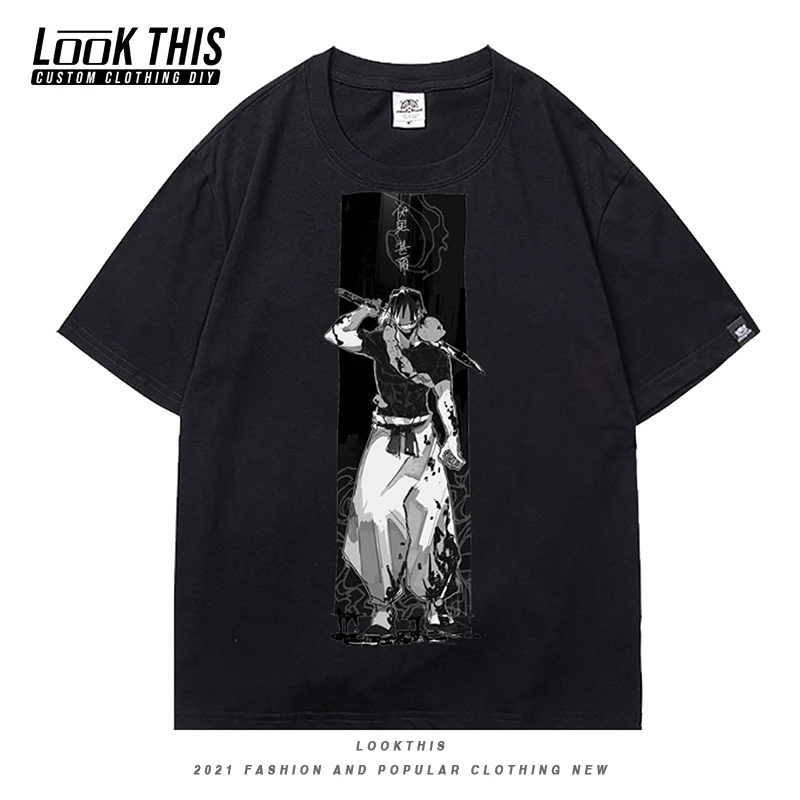 

2021 Harajuku Anime Jujutsu Kaisen Teen Cool Boys T-shirts Male Oversized T-shirt Summer Top Tees Mens High Street Short Sleeve