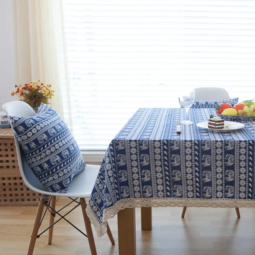 Cotton linen Retro Tablecloth Cover Cloth Bar Cafe Restaurant Southeast Asian Ethnic Style Lace Linen Table cover towels |