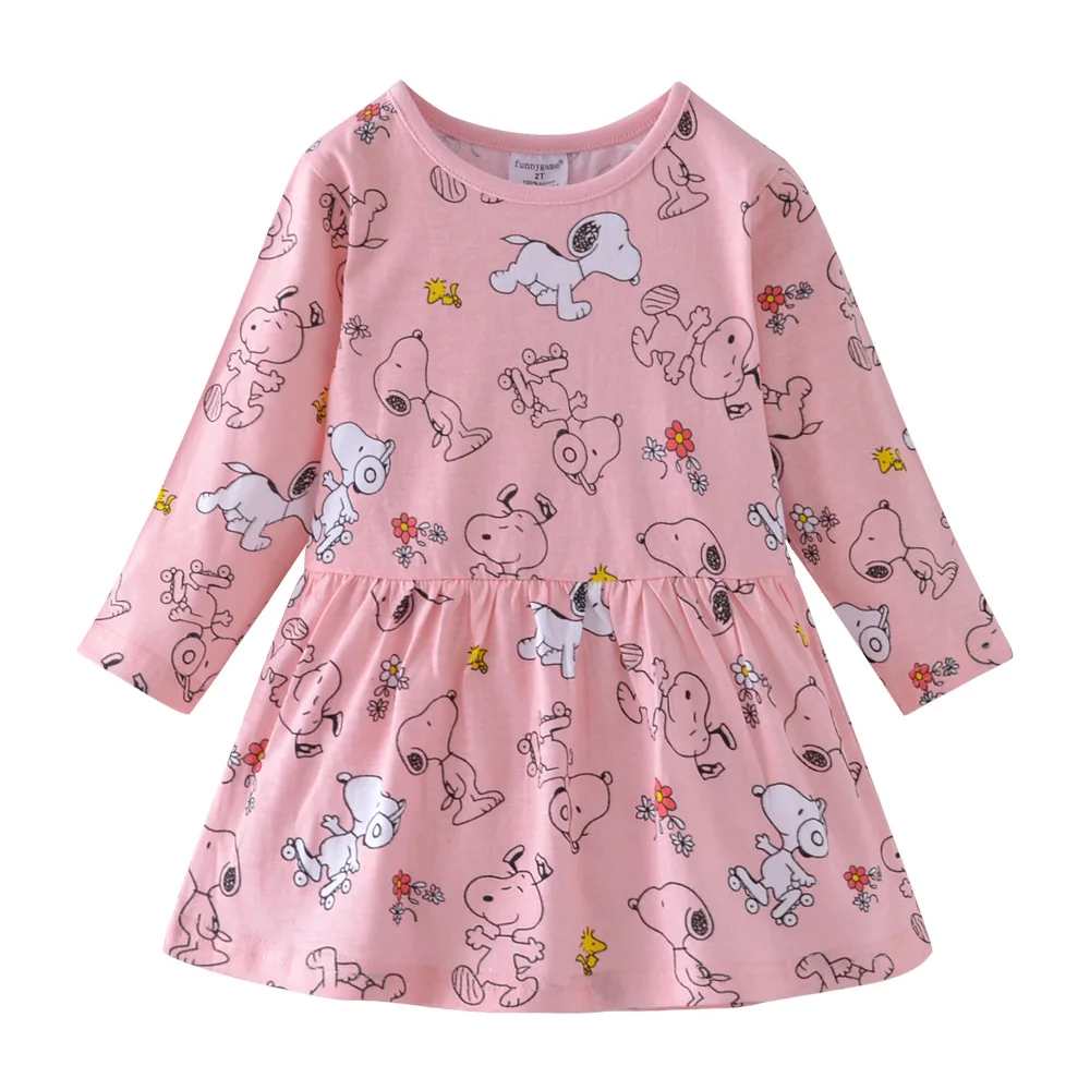 Платья с длинным рукавом платье принцессы для маленьких девочек хлопковая