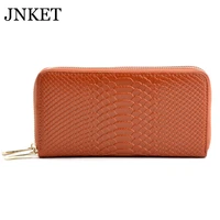 jnket new fashion womens crocodile pattern cowhide wallet double zipper wallet card holder wallet long wallet clutch handbag