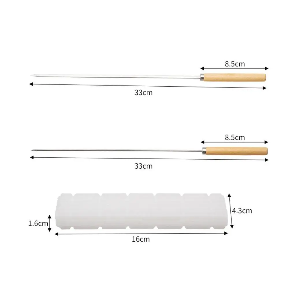 

20PCS/Set Wooden Skewers Steel BBQ Tools Flat Round Stick Wooden With Needle BBQ Roasting BBQ Forks Handle Barbecue C4R2
