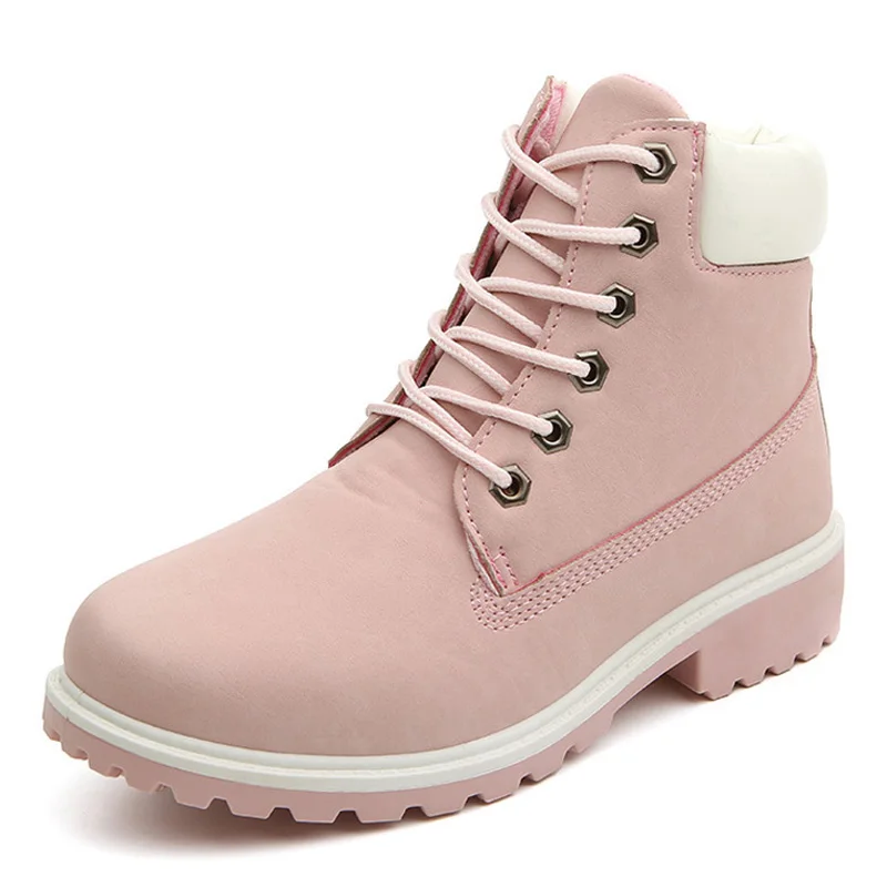pink QUANZIXUAN/женские ботинки; сезон осень-зима; женские ботильоны; Модные женские зимние ботинки для девочек; Женская рабочая обувь; большие размеры 36-41 - Цвет: pink
