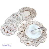 luxury lace satin placemat embroidery table place mat cloth coffee doily cup tea wedding coaster mug christmas drink pad kitchen
