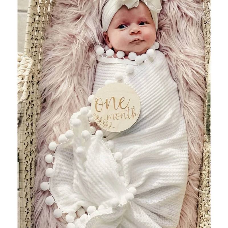 

Waffle Knitting Baby Wool Ball Blanket Suitable for Babies 0-10 Months Old Used as Children's Photography Props