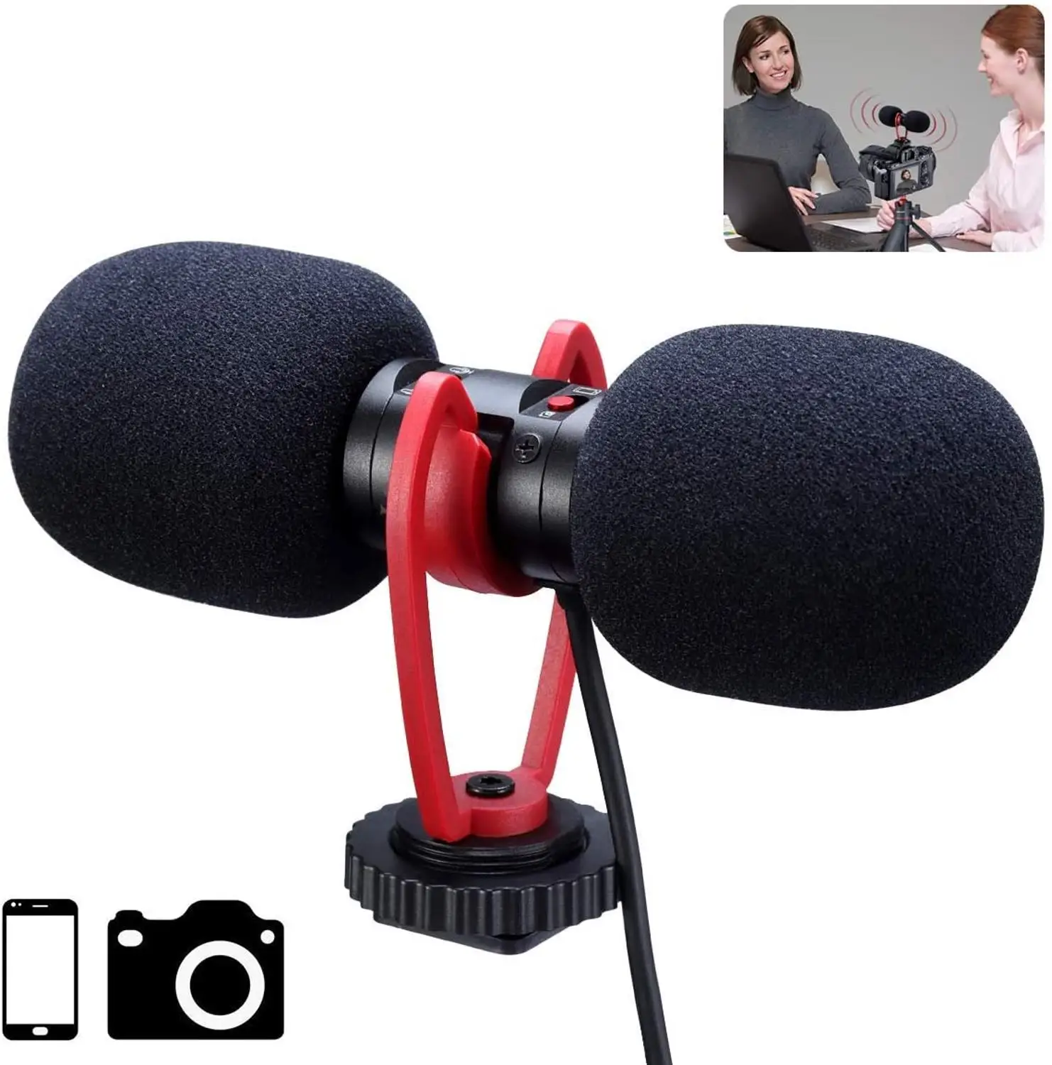 

Мини-микрофон конденсаторный SAIREN, 3,5 мм, с двойным направлением, для iPhone, Andoid, Canon, Sony