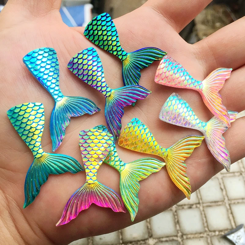 

Wholesale 60pcs/lot 28*39mm Jewelry accessories Mermaid Fish scales tail resin For wedding decoration crafts Jewelry find -HE77