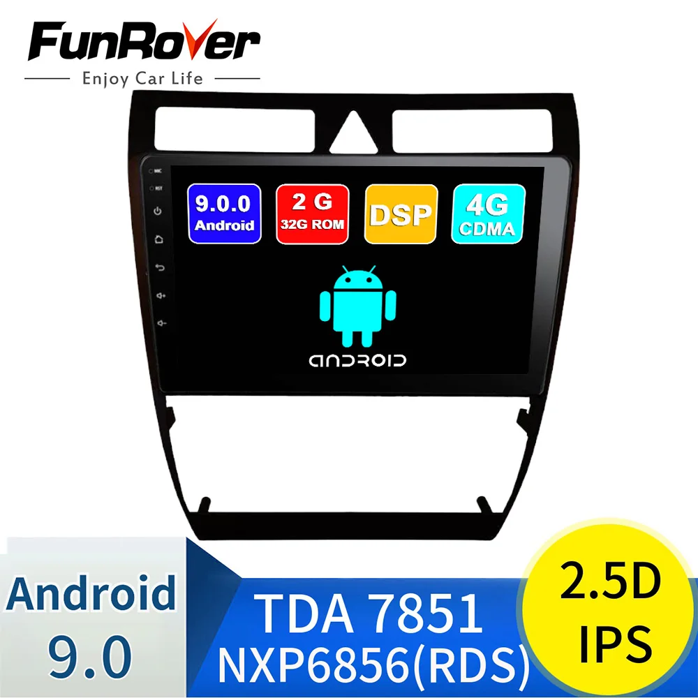 Funrover Android 9,0 2.5D+ ips автомобильный dvd-плеер для Audi A6 S6 RS6 Allroad радио gps навигация navi Мультимедиа Стерео аксессуары