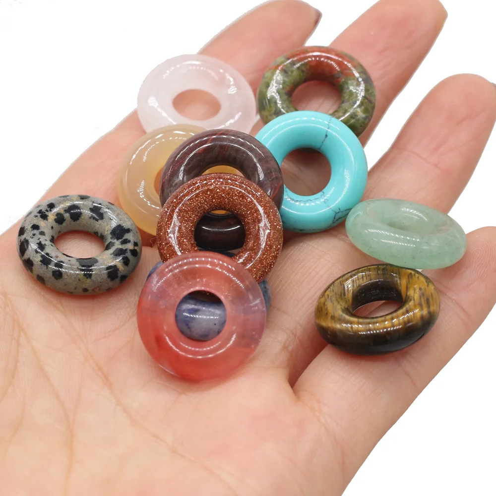 Круглые бусины из полудрагоценных камней с полуотверстиями для