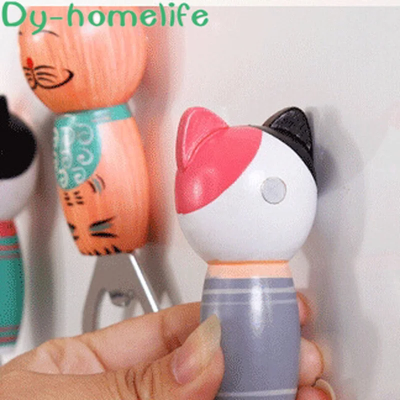 

Japanese Creative Balinese Cat Wooden Multifunctional Cartoon Cat Beer Bottle Opener Magnetic Refrigerator Stickers Ornaments