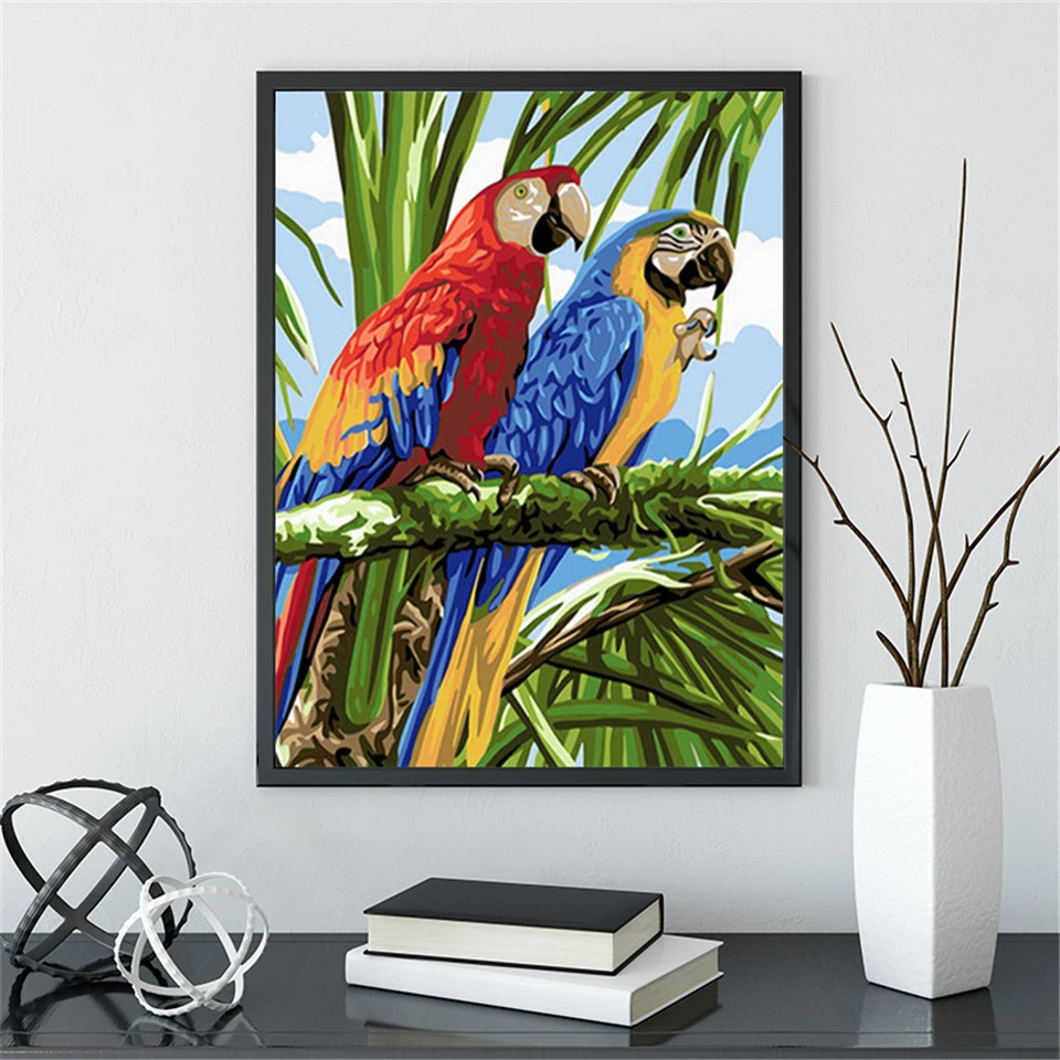 AZQSD взрослых картина маслом по номерам попугай &quotсделай сам&quot Unframe Раскраска