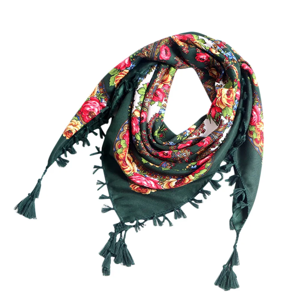Women Ethnic Style Retro Scarf Tassel Knot Square Spring Summer Autumn Winter Travel Shawl Fashion Casual Warm 2019 New | Аксессуары для