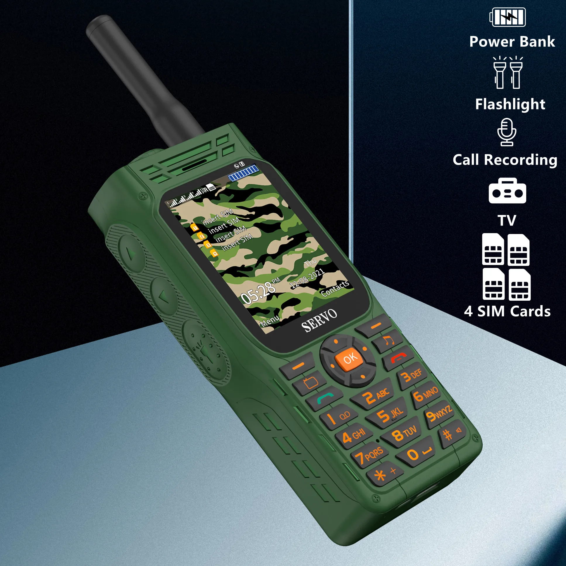 Оригинальный телефон SERVO F3 4 SIM-карты режима ожидания мобильный для телевизора