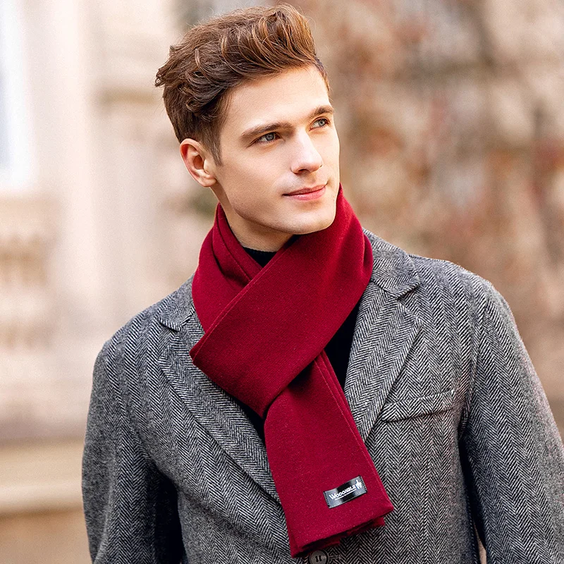 2020 Winter scarf for men, luxury brand pure color Cold protection to keep warm, skin-friendly artificial cashmere men's scarf