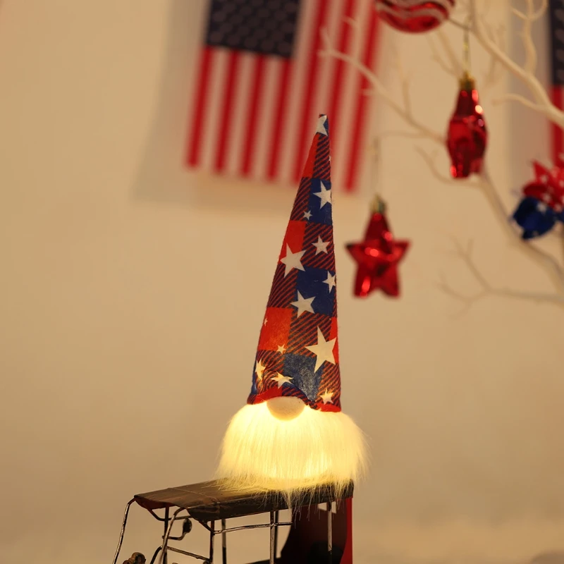 

Independence Day Gnome Veterans Day Nisse Dwarf Tomte Swedish Elf with LED Light