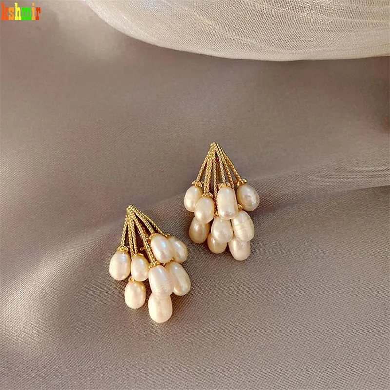 Kshmir2020 серьги с барочным жемчугом женские французским замком в стиле ретро