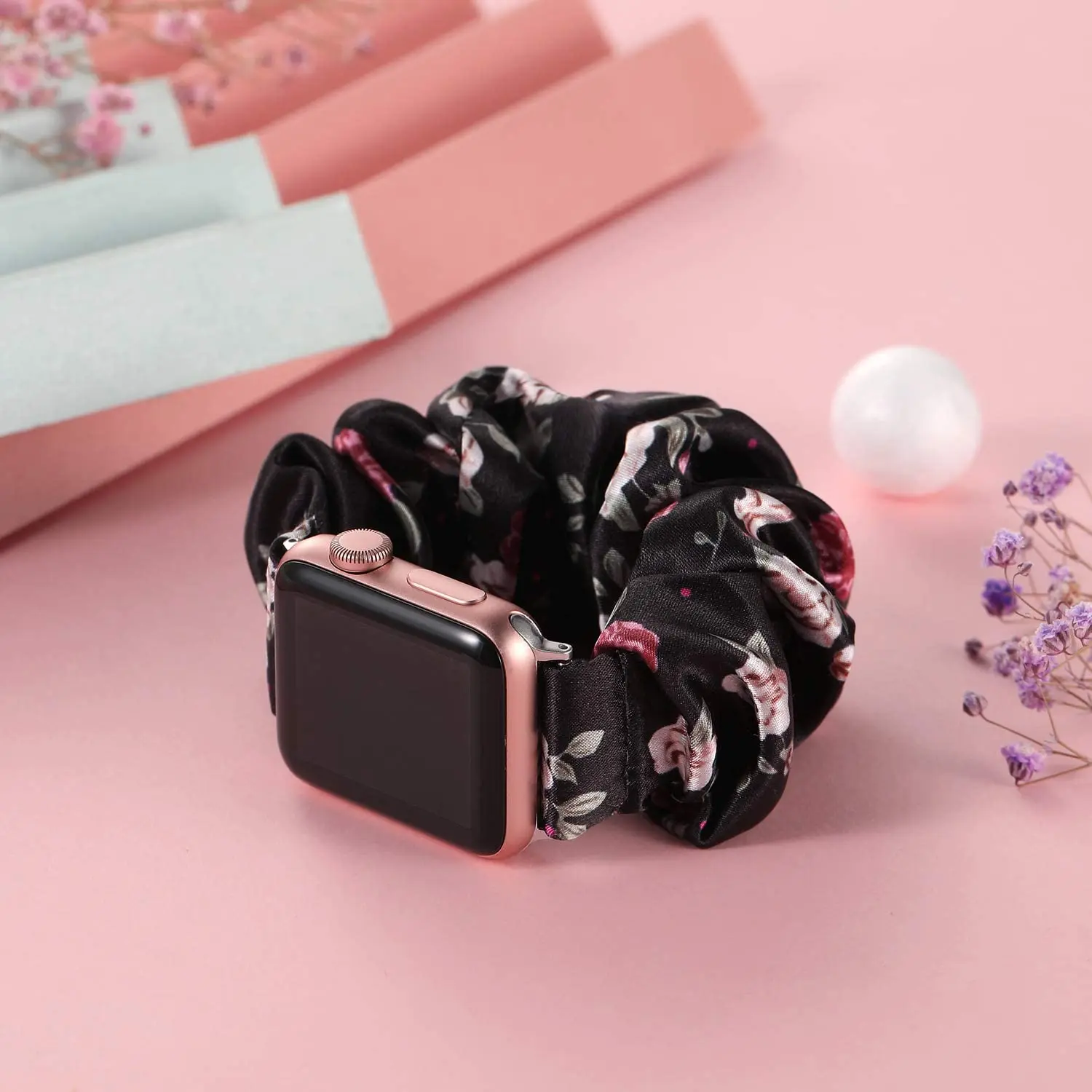 Scrunchie Strap for Apple watch band 40mm 44mm 42mm 38mm 42 mm Elastic Nylon Solo Loop bracelet iWatch series 6 5 4 3 se band