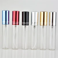10ml 15ml clear glass spray bottle perfume atomizer with aluminum gold black cap mini sample vials thin glass bottle
