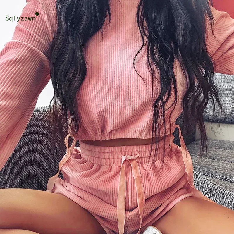 Женский вельветовый розовый комплект из двух предметов женская рубашка с