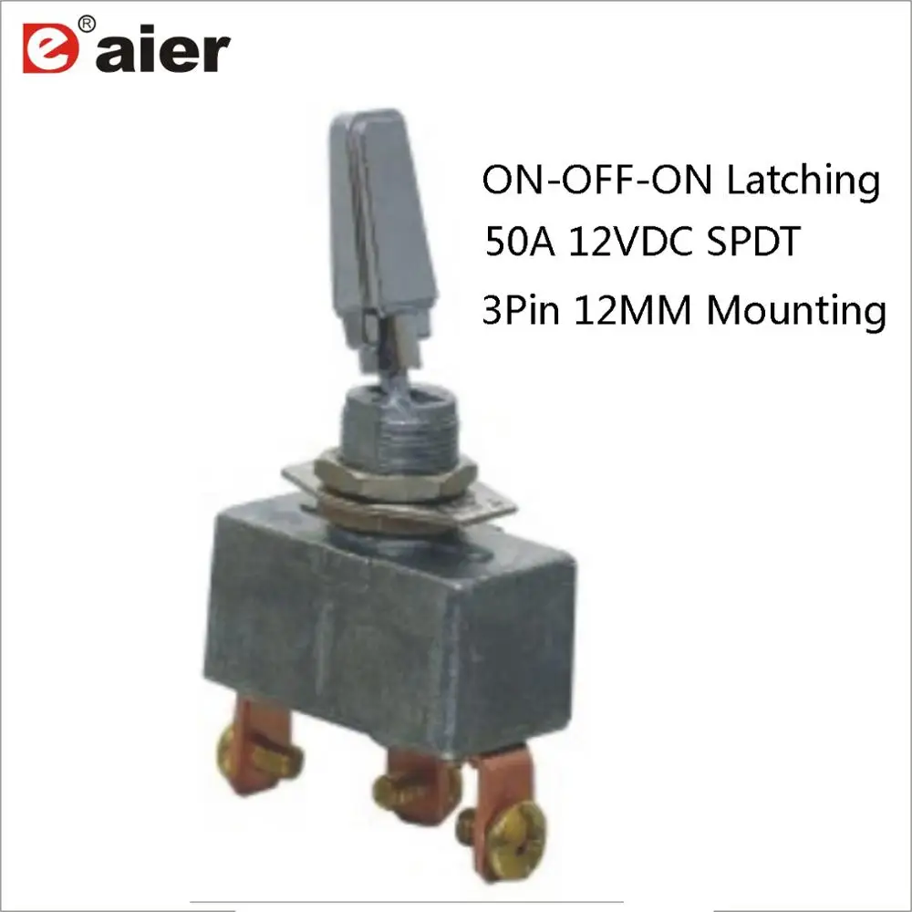 

2Pcs 12MM Toggle Switch Car Switches Metal Chrome Plated SPDT ON-OFF-ON 3 Position 50A 12VDC 3-Pins SPDT Motor Controller