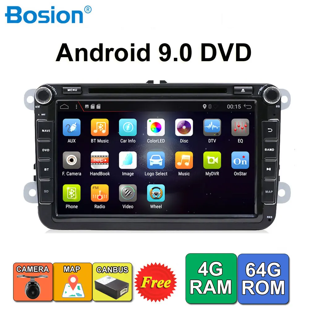 2 DIN Android 9,0 автомобильный DVD для Volkswagen GOLF MK5 MK6 PASSAT B6 POLO SKODA Fabia gps навигация Радио USB/SD PC Canbus карта 4+ 64G
