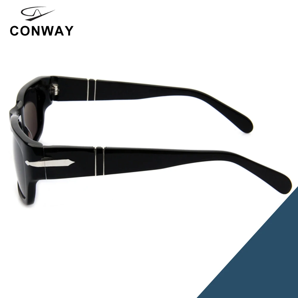 Conway, Ретро стиль, фирменные дизайнерские солнцезащитные очки для мужчин, квадратные солнцезащитные очки, персональная ацетатная широкая оправа для большой головы, черная Гавана
