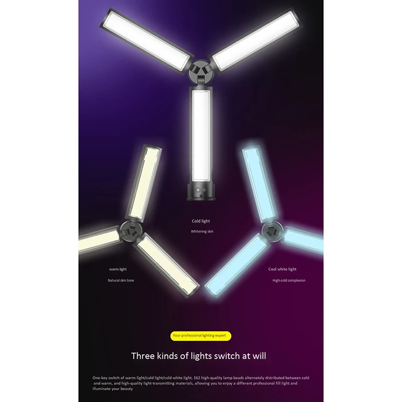 

Desktop Fill Light Portable Foldable Beauty Light with Remote Control for YouTube Photography Video and Live Broadcast