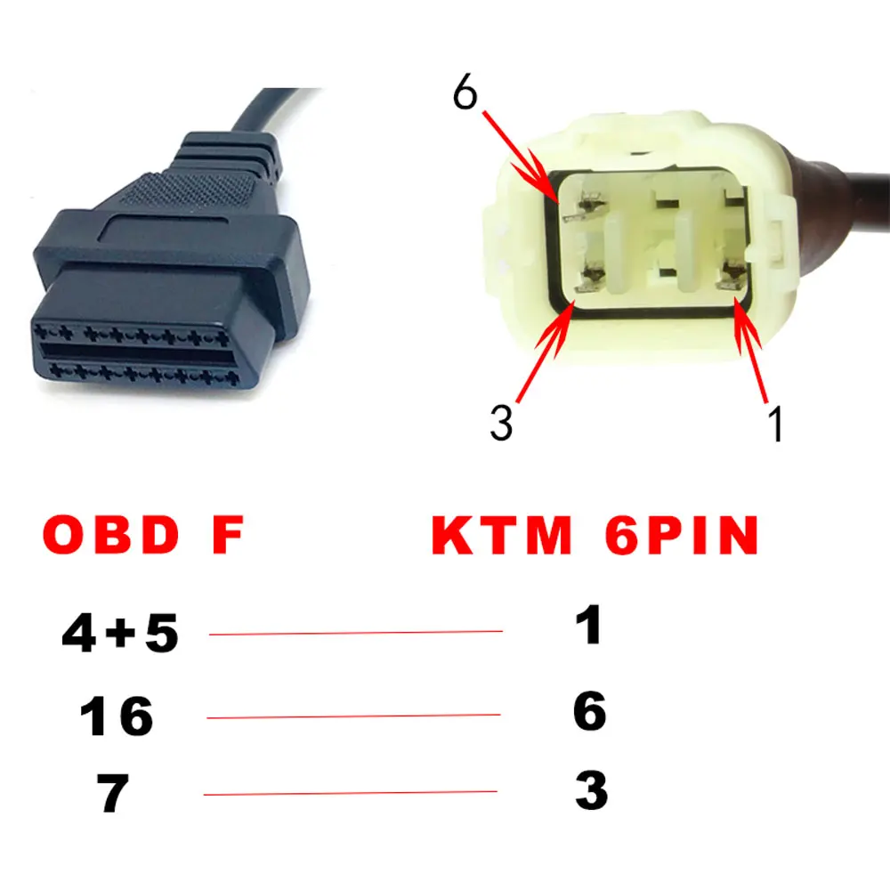 Диагностический кабель OBD2 6-16 Pin аксессуары для мотоциклов OBD адаптеры