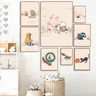 Енот свинка птица мышь Черный кот белка цветок настенная живопись на холсте скандинавский постер и принты настенные картины декор детской комнаты