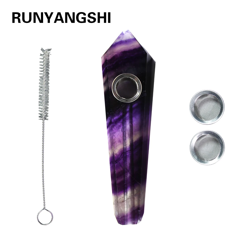 Runyangshi 1 шт. натуральный фиолетовый флюоритовый кварц кристалл курительные трубы +