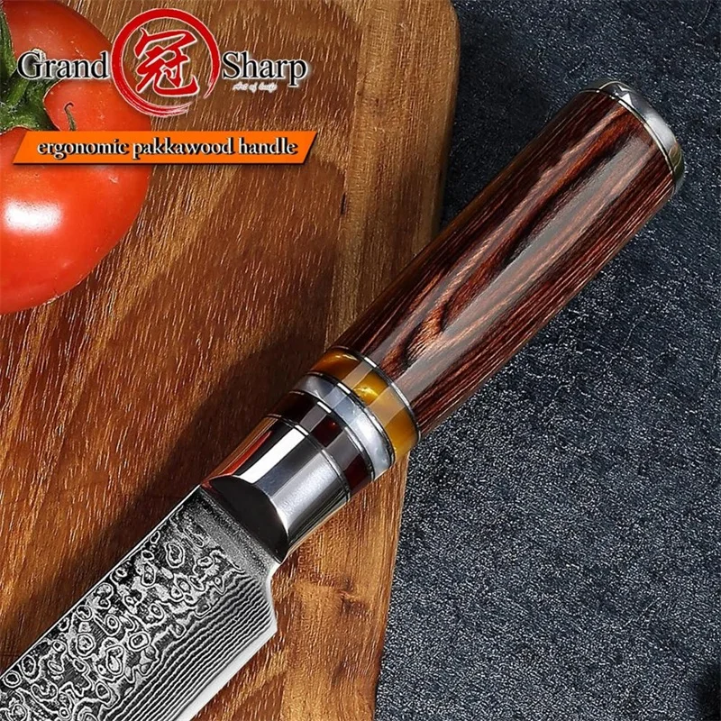 Нож шеф-повара GRANDSHARP Дамасские Ножи 8-дюймовый для нарезки 67-слойный японский