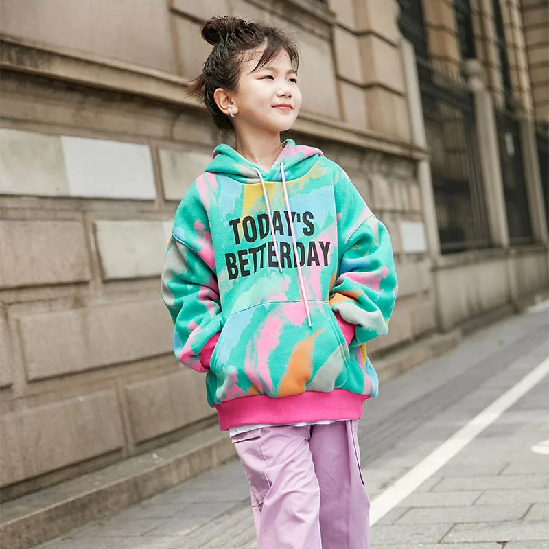 

Girls' hoodies autumn winter 2021 new winter clothes Plush thickened Korean children's top fashion 7-19