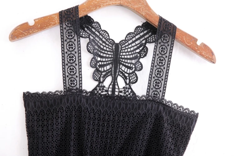 Lace Tanks Top Casual Vest Crochet Hollow Pure Color Elastic Short Beautiful Back Suspension Strap Streetwear | Женская одежда