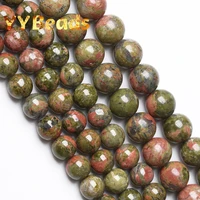 5a quality natural green unakite stone beads round loose charm beads for jewelry making diy bracelets necklaces 4 6 8 10 12mm