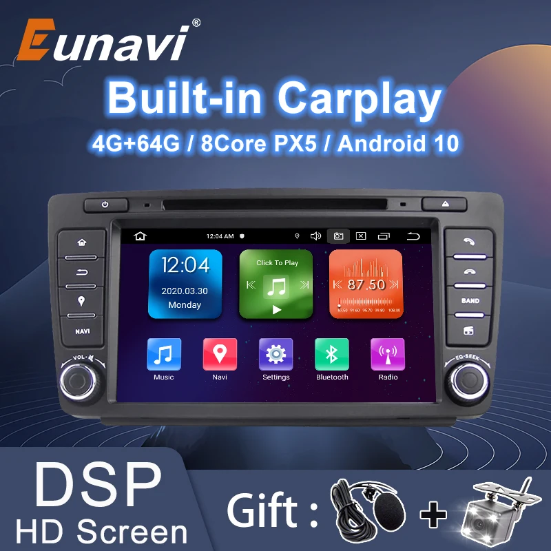 Eunavi DSP 4G Android 10 автомобильный Радио DVD мультимедийный плеер для Skoda Octavia A7 2009 2015