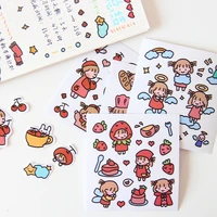 cartoon sweet girl label sticker simple diy cup mobile phone shell tablet pc keyboard small decorative sticker kawaii stationery