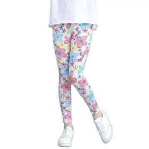 Girl's Leggings Modal Thin Printed Cropped Candy Color Tights Children's Pants Spring Summer 2-8 Years