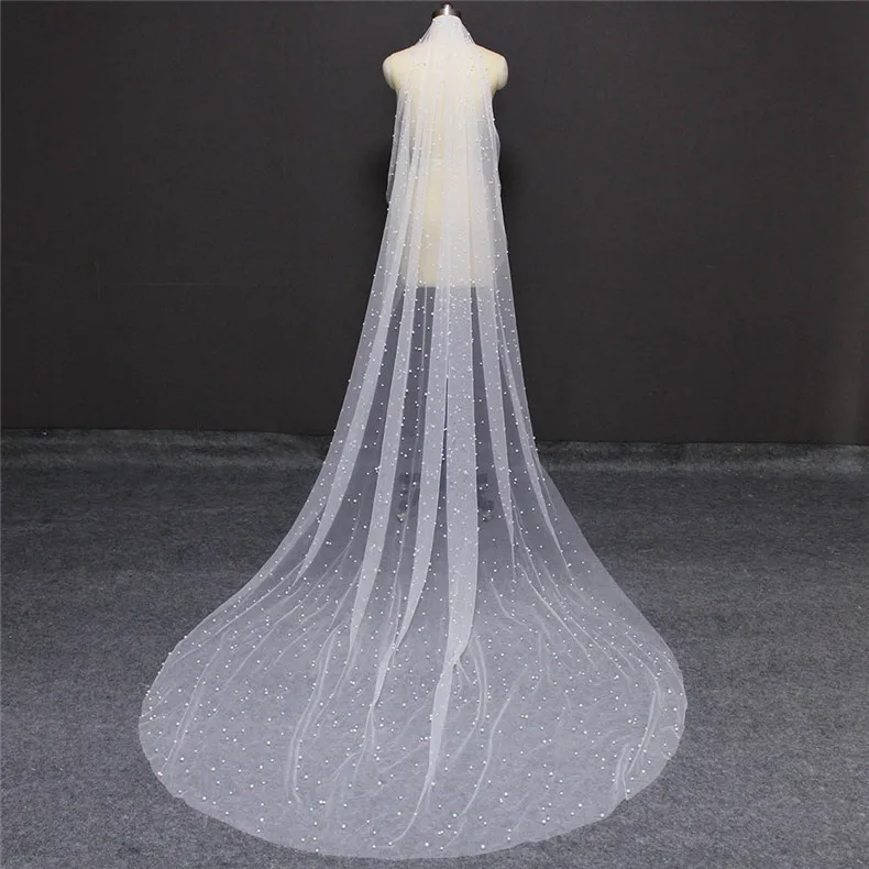 Beautiful Pearls One Layer 4M Bridal Veil Cathedral 4 Meters Wedding with White/Champagne | Свадьбы и торжества