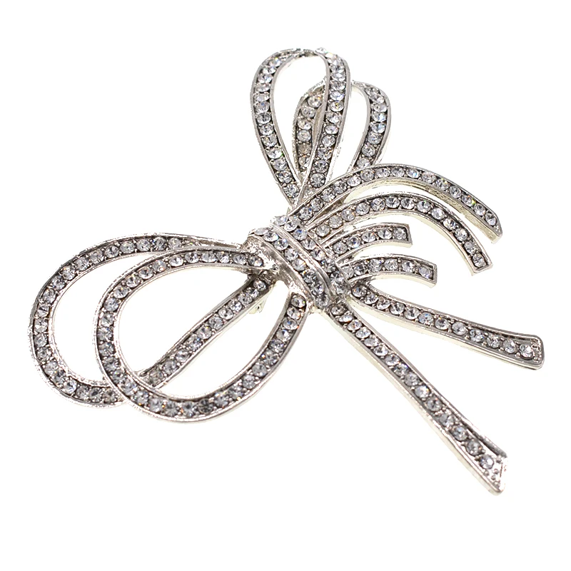 Baroque Metal Vintage Fashion Full Rhinestones Bowknot Brooches Pins Jewelry For Women Christmas Gifts Broches Clips | Украшения и