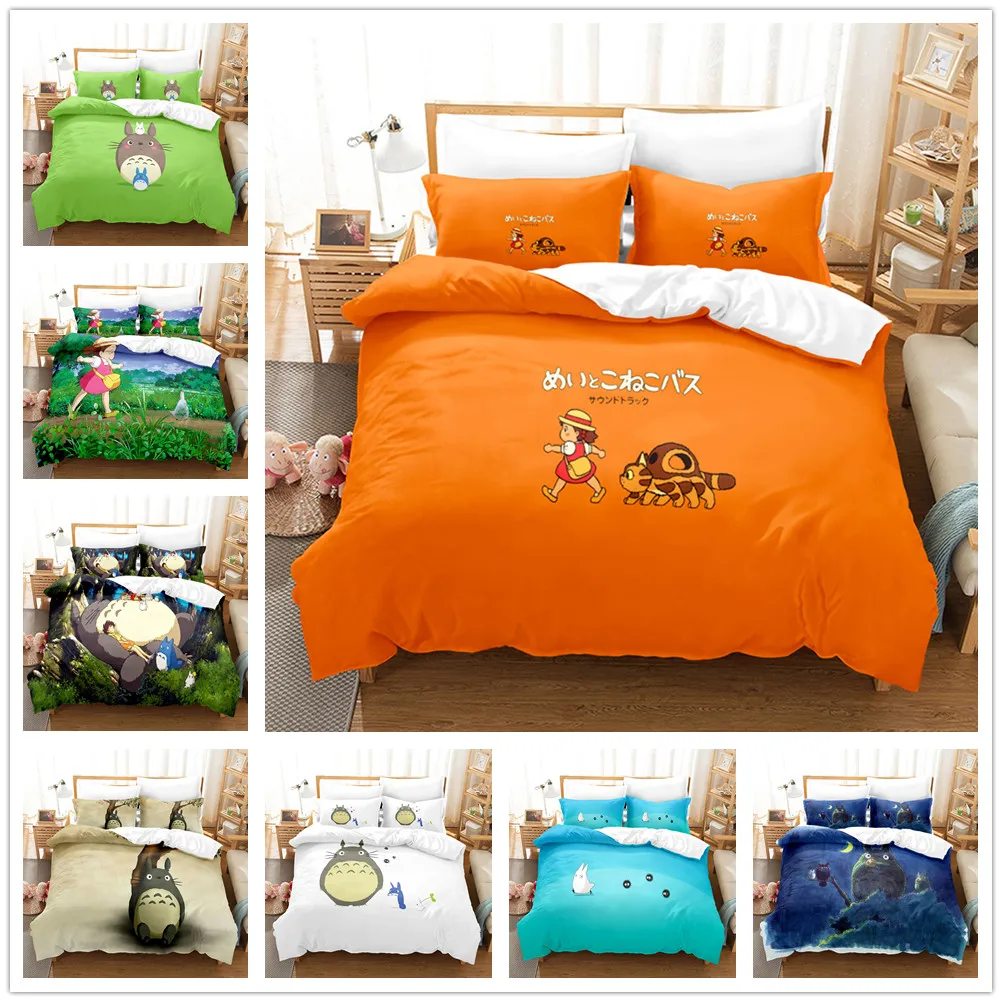 Текстиль для дома Totoro: Наволочка для подушки, комплект постельного белья 3D, набор изделий для постельного белья с одеялом, декор.