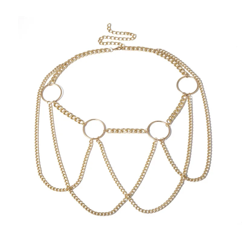 Женская мода Геометрическая Длинная цепочка на талию живота для женщин