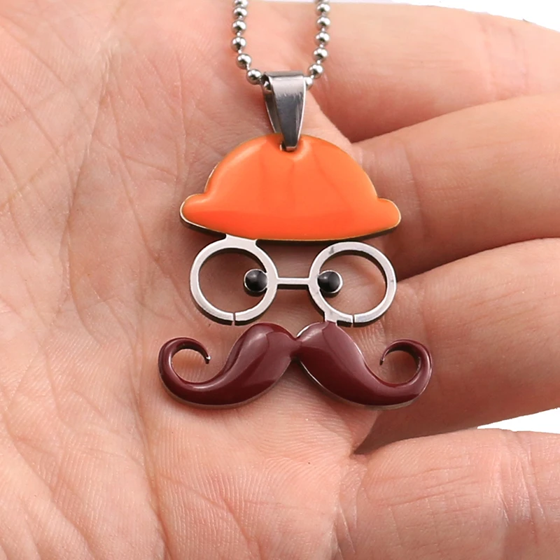 1 шт. подвеска с очками из нержавеющей стали разноцветная шапка бородой ожерелье
