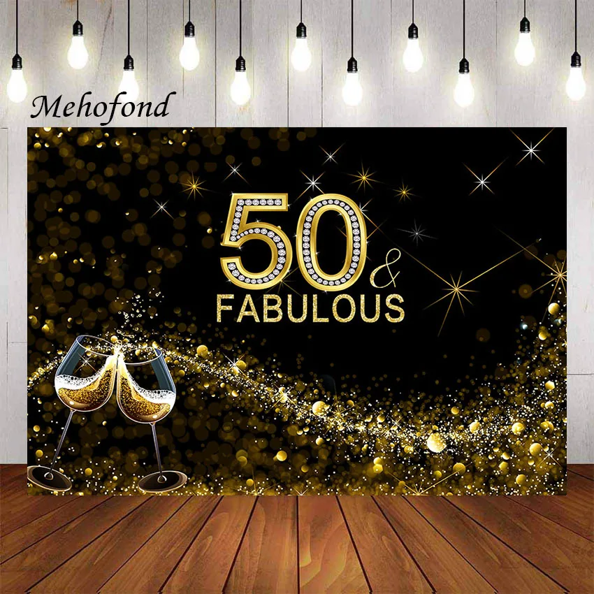 

Фотофон Mehofond с днем рождения 50-го дня рождения блестящий черный сверкающий бриллиант Фотостудия