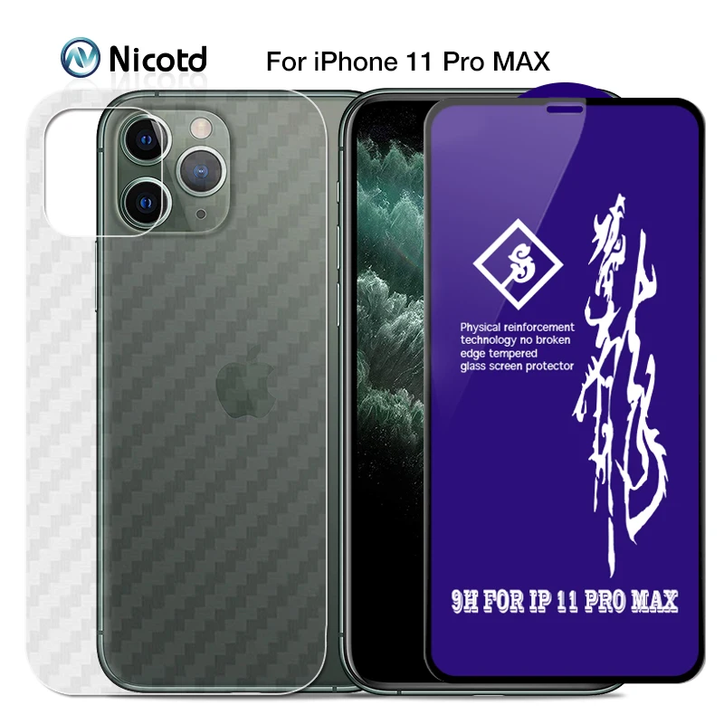 2 в 1 пленок для задней панели + закаленная Защитная Стекло iPhone 11 Pro Max XR X XS 7 8 6 Plus