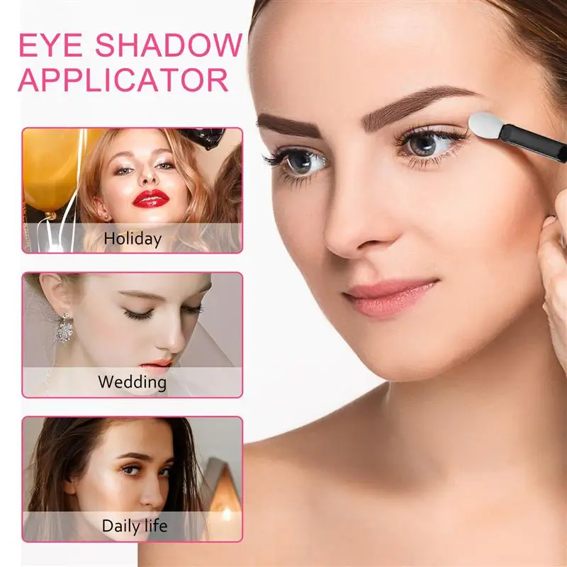 

RUIMIO 100pcs Disposable Dual Sided Eyeshadow Brush Sponge Tipped Oval Makeup Applicator Make Up Brushes Cosmetics Beauty Tools