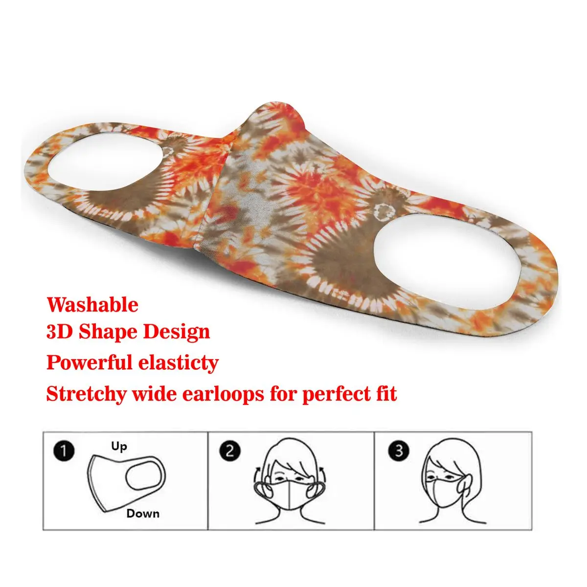

Toddler Thanksgiving Tie Dye Turkey Print Dust Mask Mouth-Muffle Washable Fabric Adult Protective Face Windproof