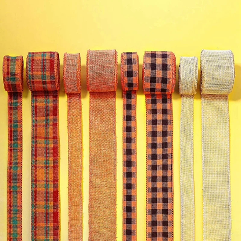 8 PCS Lattice Ribbon with Thread Packaging Craft Multi-Color Autumn Thanksgiving DIY Garland | Дом и сад