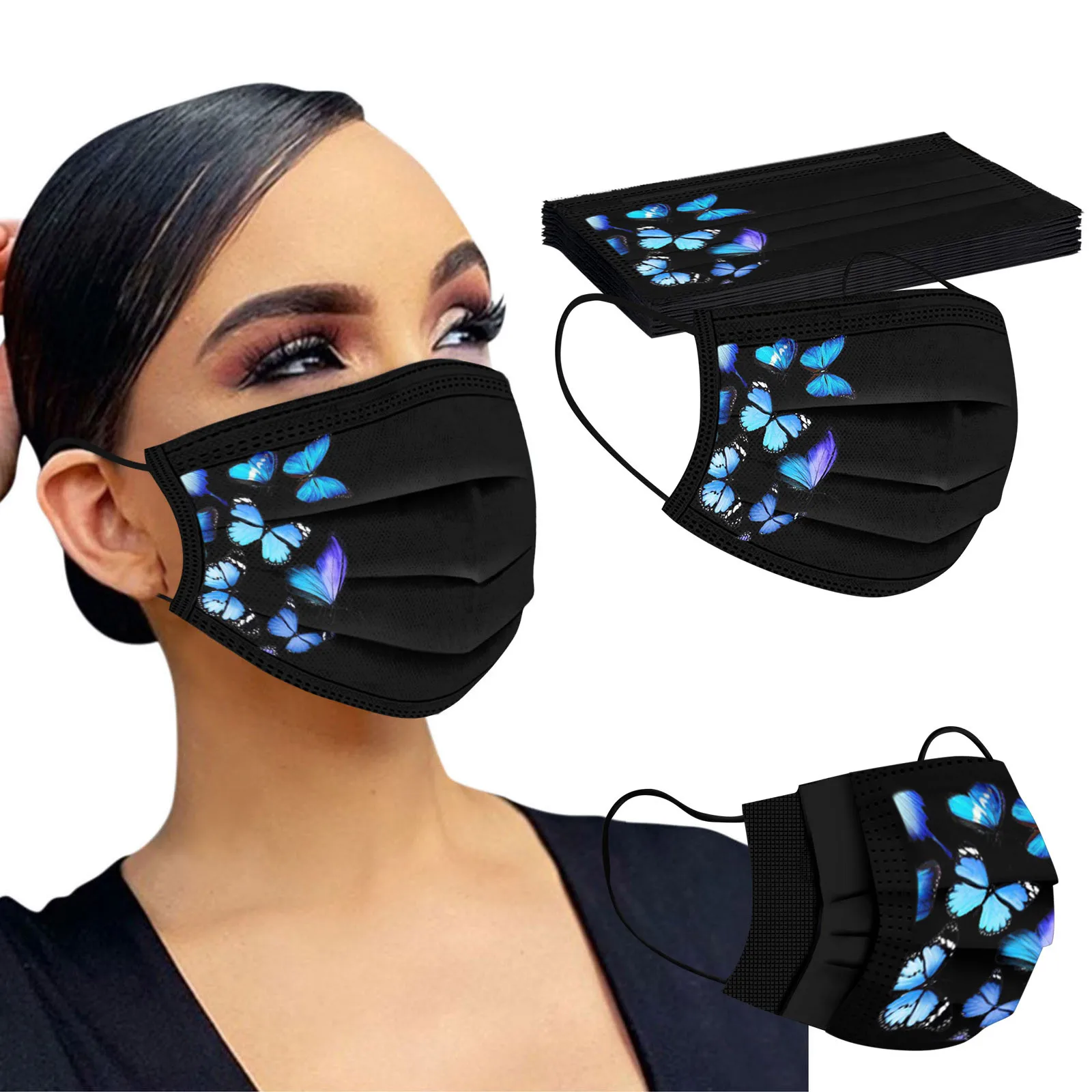 10/100 шт Косплей одноразовые Mascarilla для взрослых с модным принтом бабочкой бандана